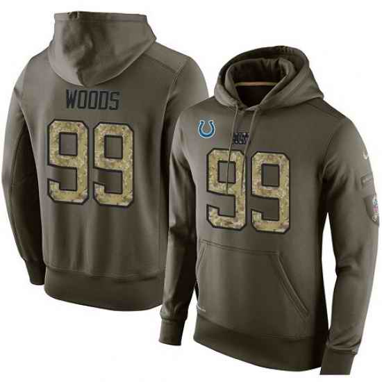 NFL Nike Indianapolis Colts 99 Al Woods Green Salute To Service Mens Pullover Hoodie